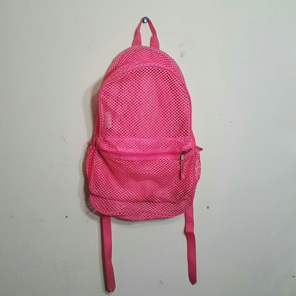 pink mesh backpack
